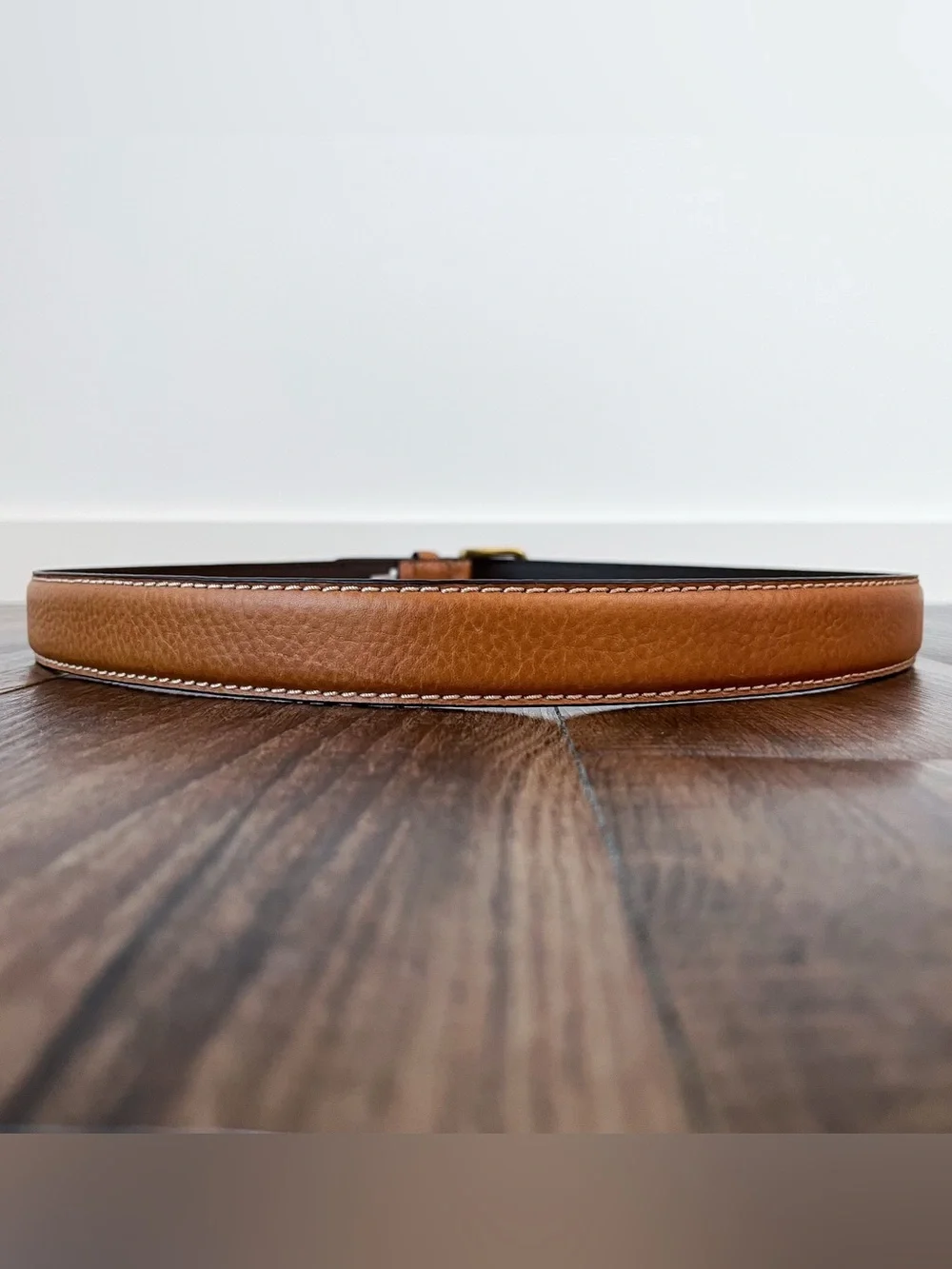 Lucky Brand Pebbled Leather Belt Solid Brass Buckle Preppy Classic Size 42 Tan